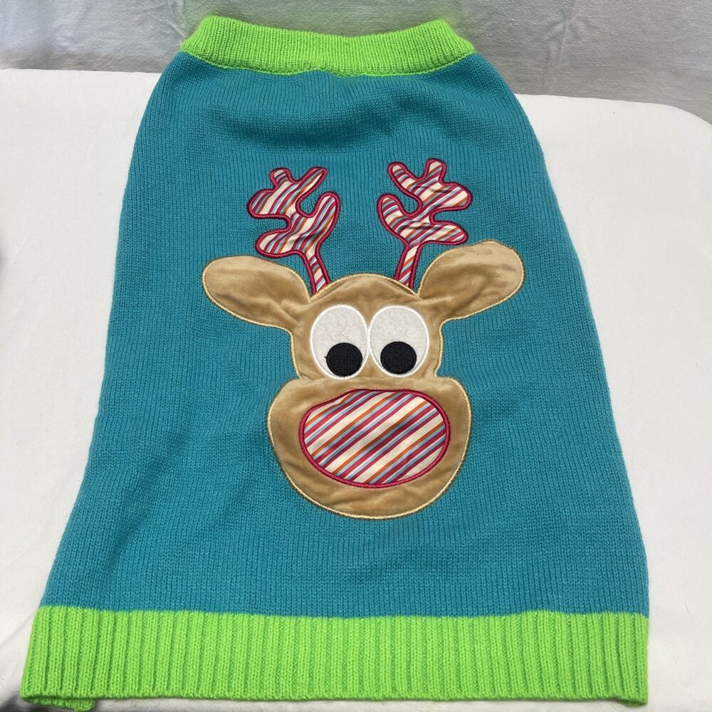 Christmas Reindeer Sweater Size XL For M - L Dogs Knitted Warm Sweater Holidays